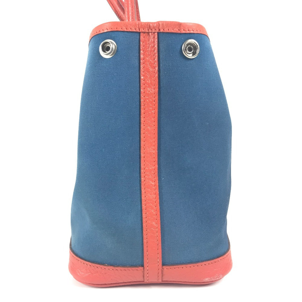 Hermes Tote Bag Garden Party Tpm Leather Canvas Blue