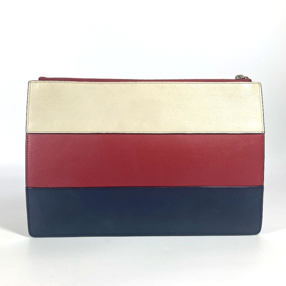 Gucci BEE Border Pearl Rhinestone Leather Red Clutch Bag