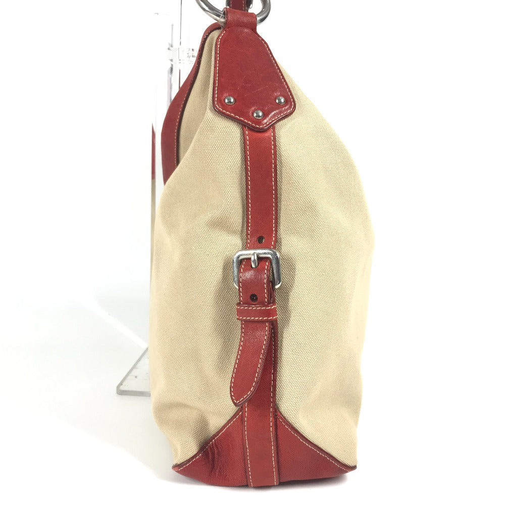 Shoulder Bag Logo Leather Canvas