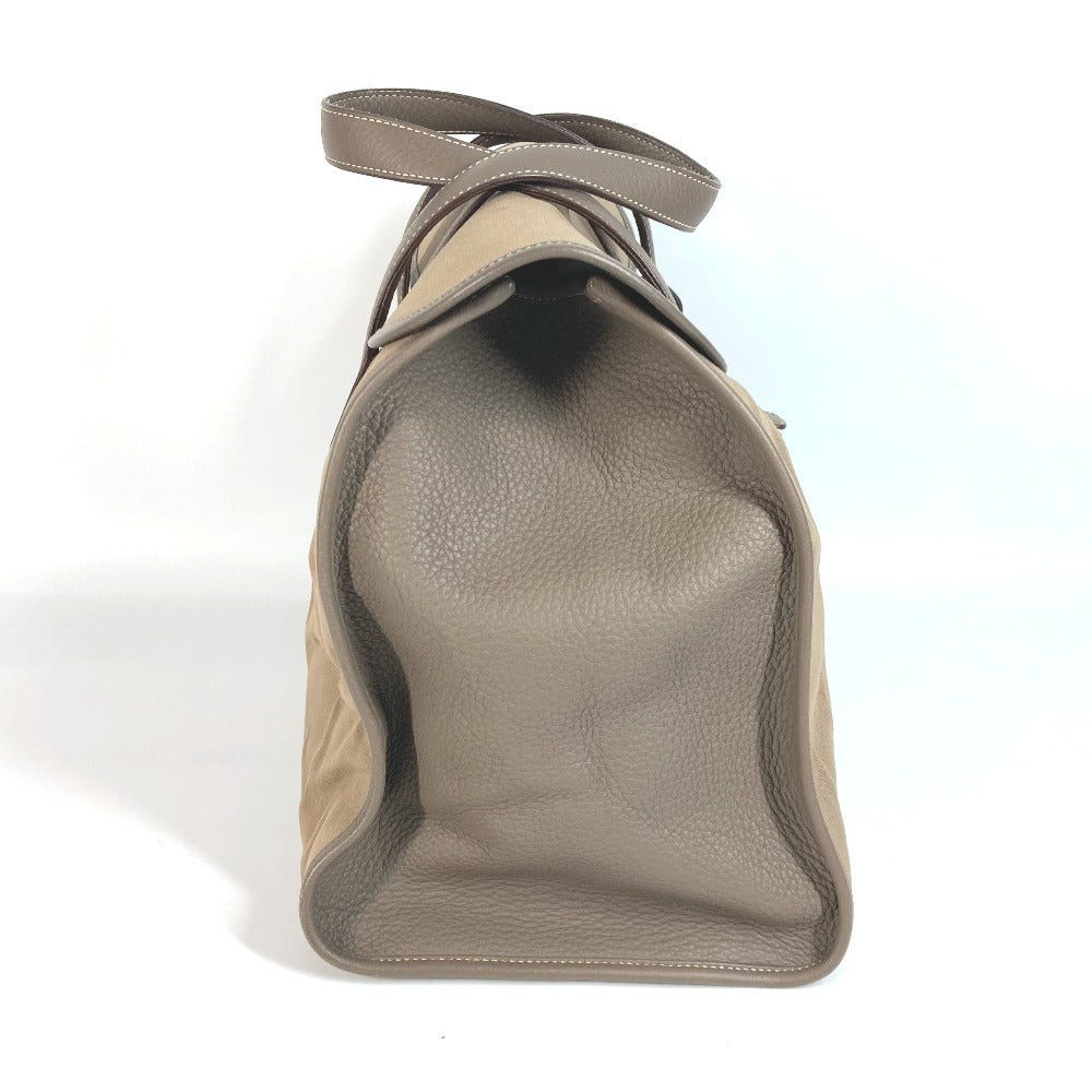 Gray Punching H Hood Leather Canvas Travel Bag
