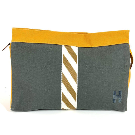 Hermes Clutch Bag Cotton Jimet Gm Jimet Gm Gray Logo
