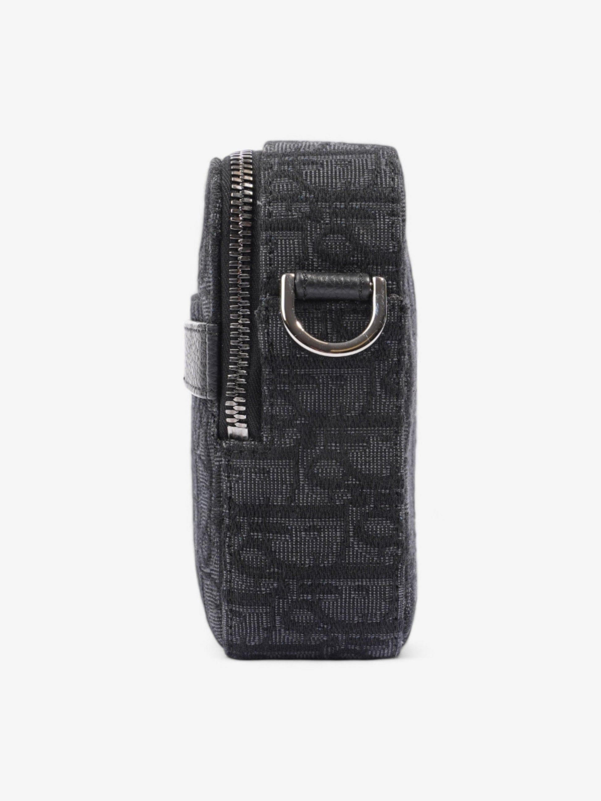Dior Christian Safari Messenger Bag Canvas Black Navy
