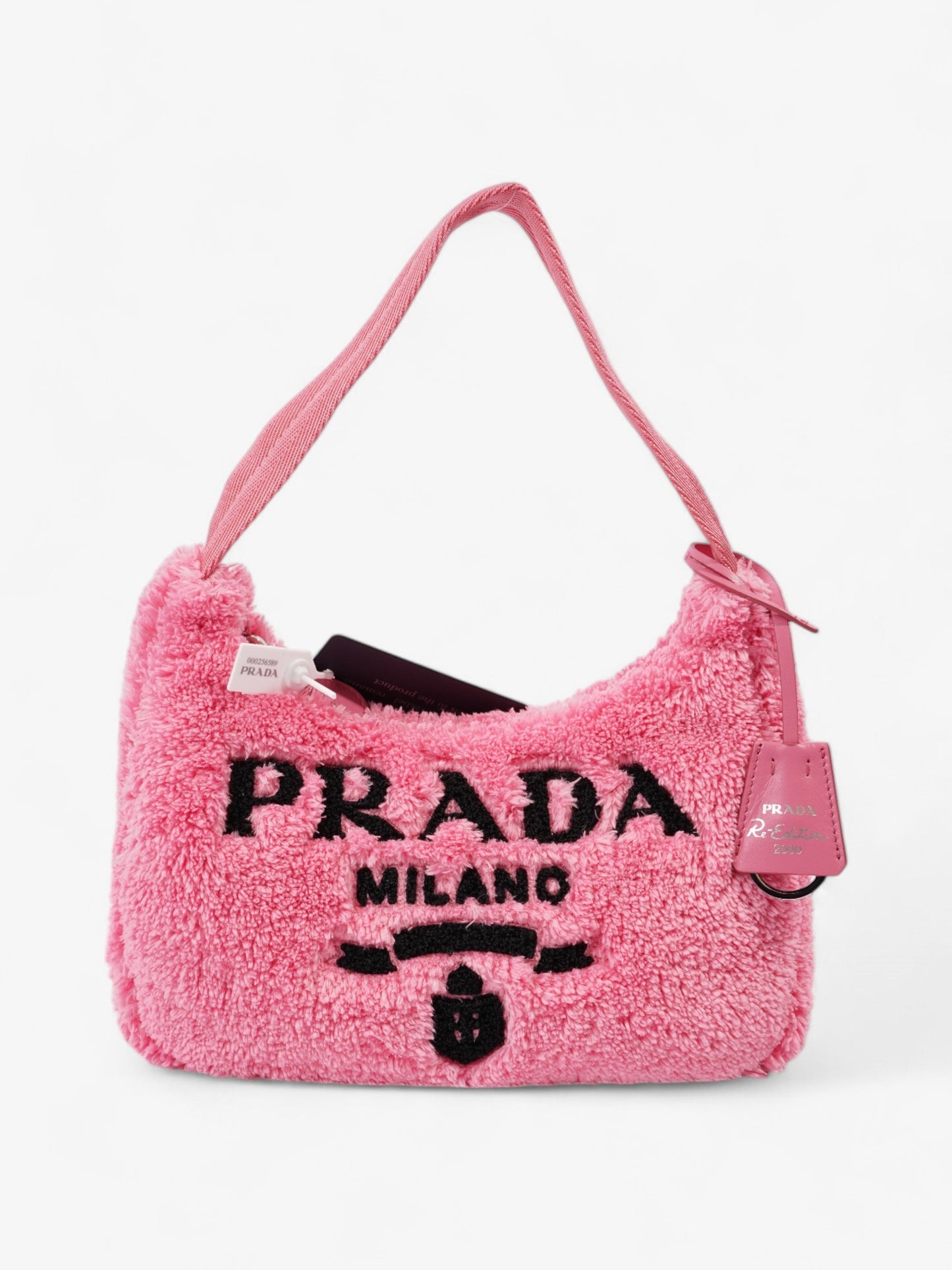 Prada Re Edition Fabric Shoulder Bag Black Pink Mini