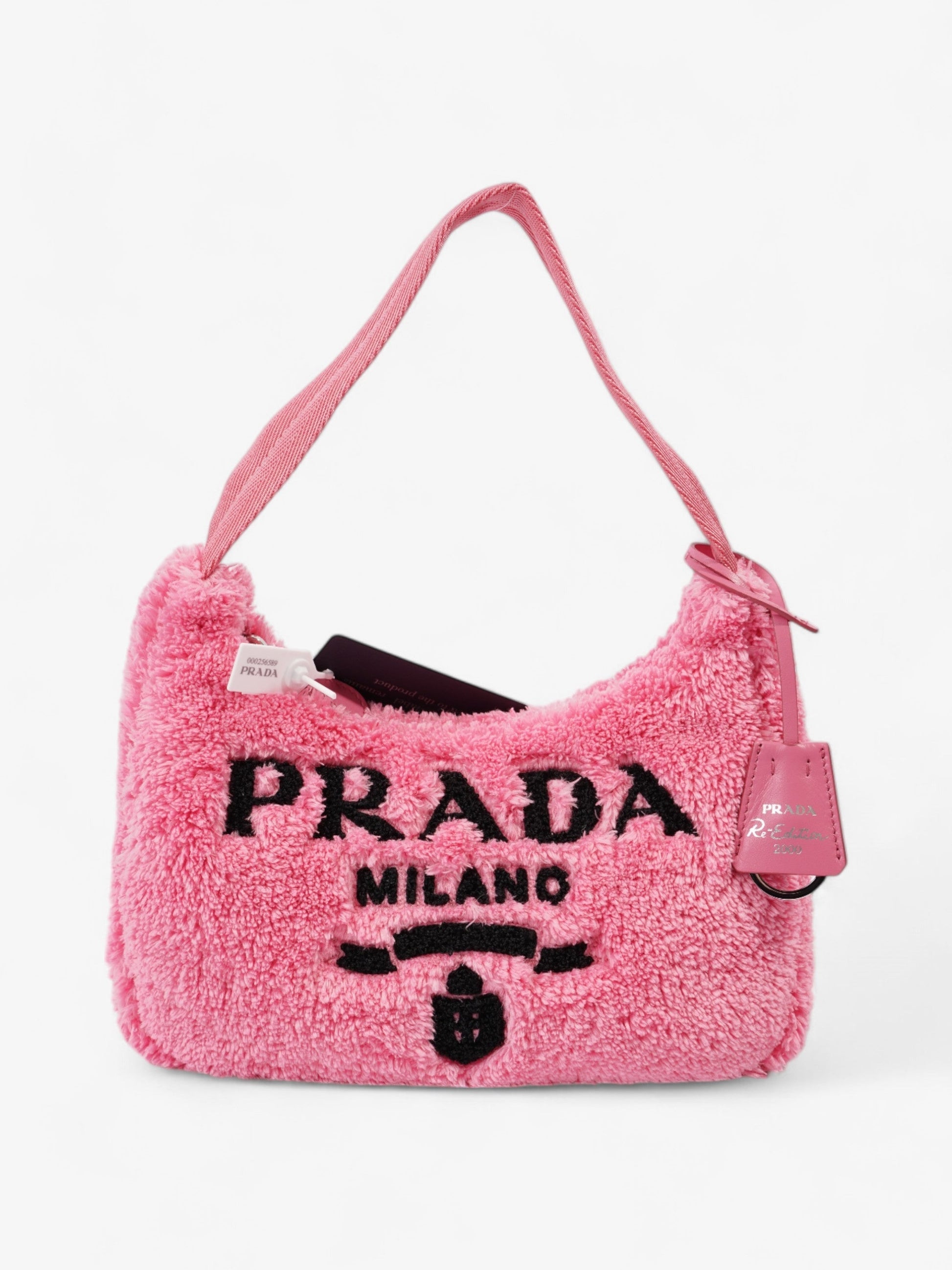 Prada Re Edition Fabric Shoulder Bag Black Pink Mini