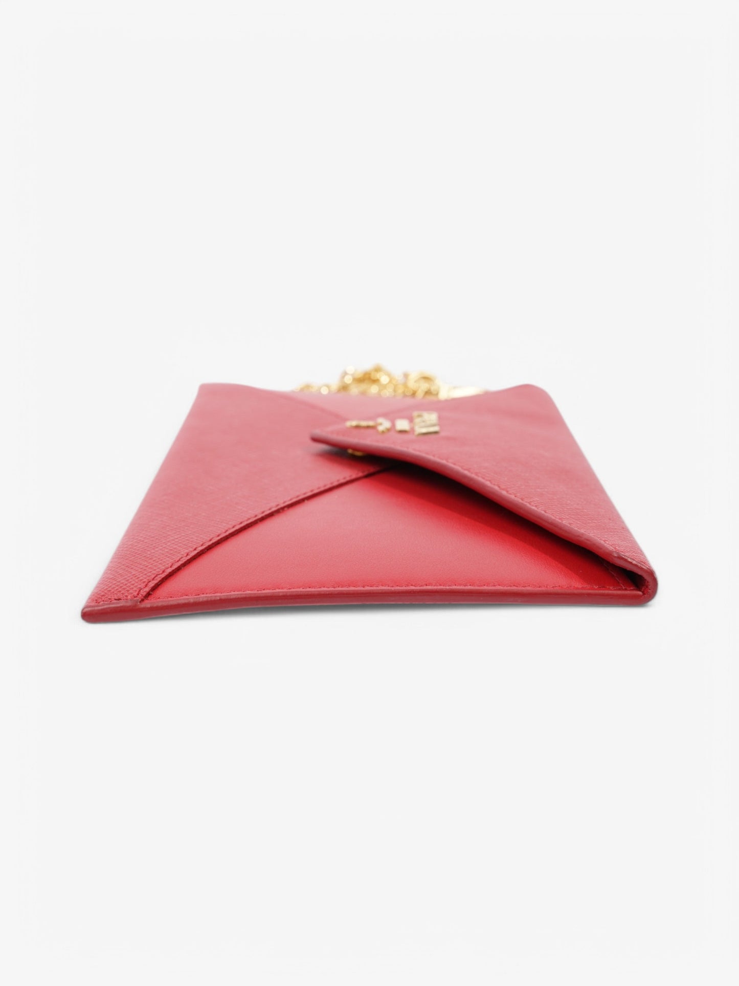 Prada Envelope Wristlet Clutch Bag Leather Saffiano Red
