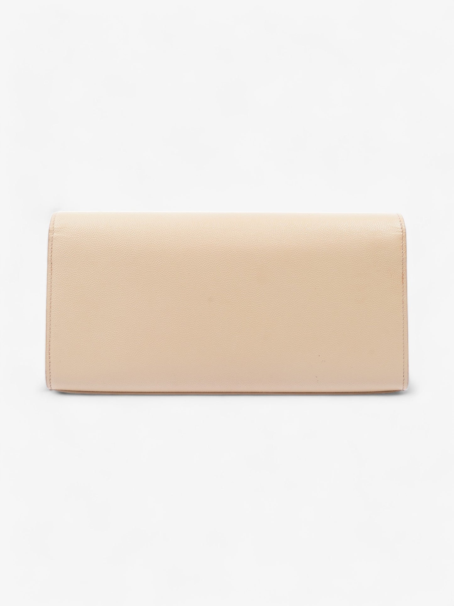 YSL Saint Laurent Kate Pouch Grained Clutch Bag Leather Beige