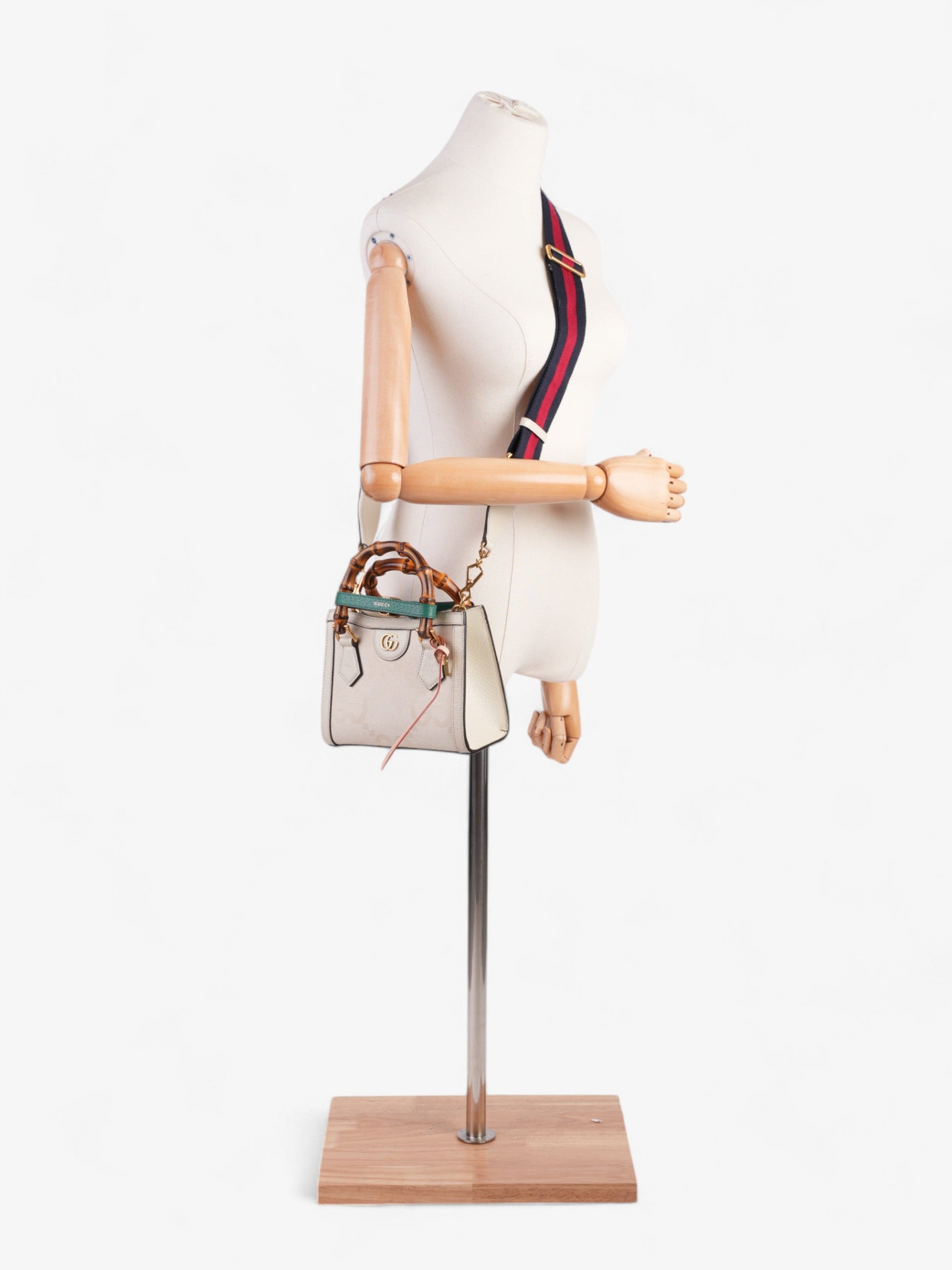 Gucci Diana Tote Mini Canvas White Crossbody Bag