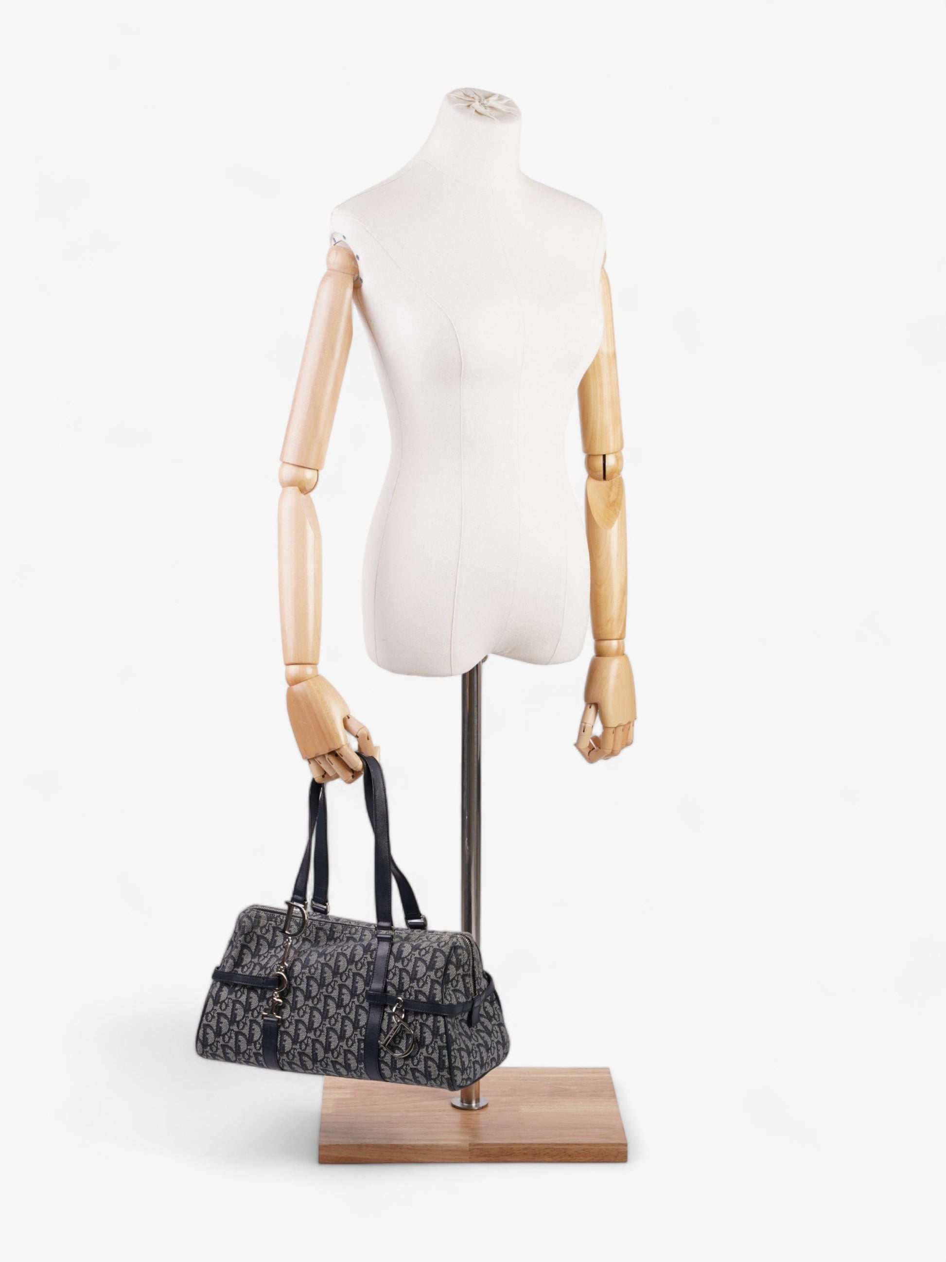 Dior Christian Duffle Oblique Shoulder Bag Canvas Blue Small