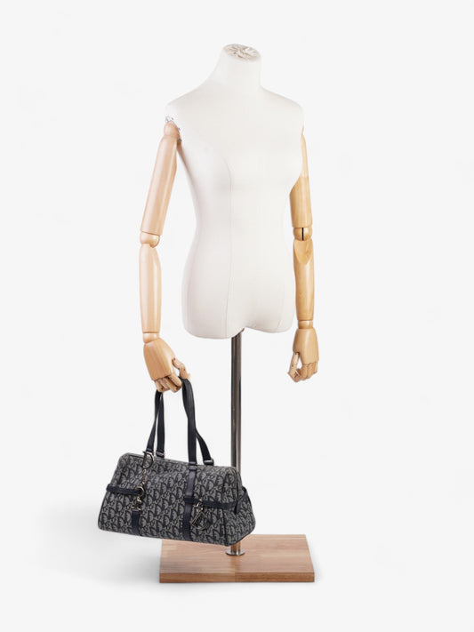 Dior Christian Duffle Oblique Shoulder Bag Canvas Blue Small
