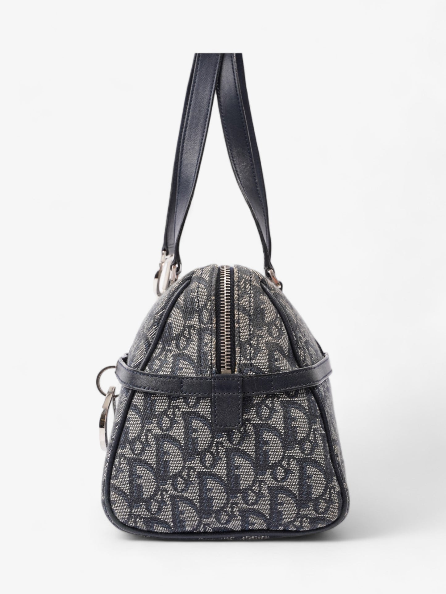 Dior Christian Duffle Oblique Shoulder Bag Canvas Blue Small