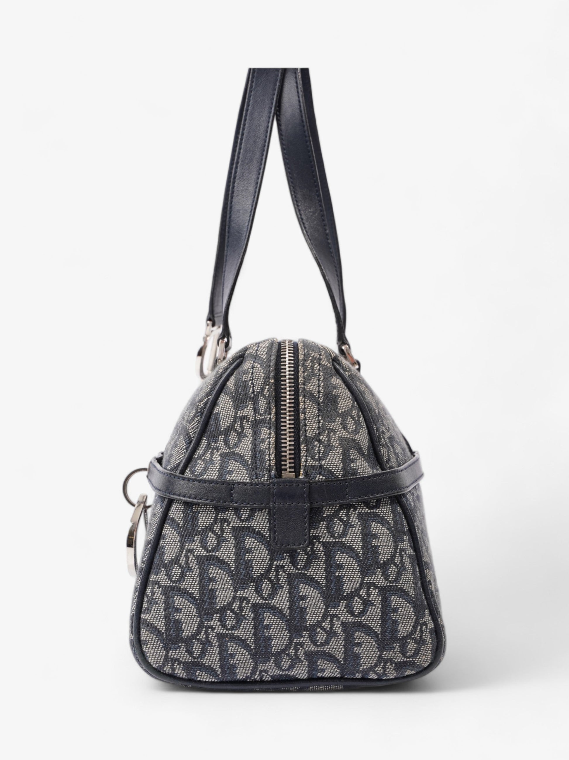 Dior Christian Duffle Oblique Shoulder Bag Canvas Blue Small