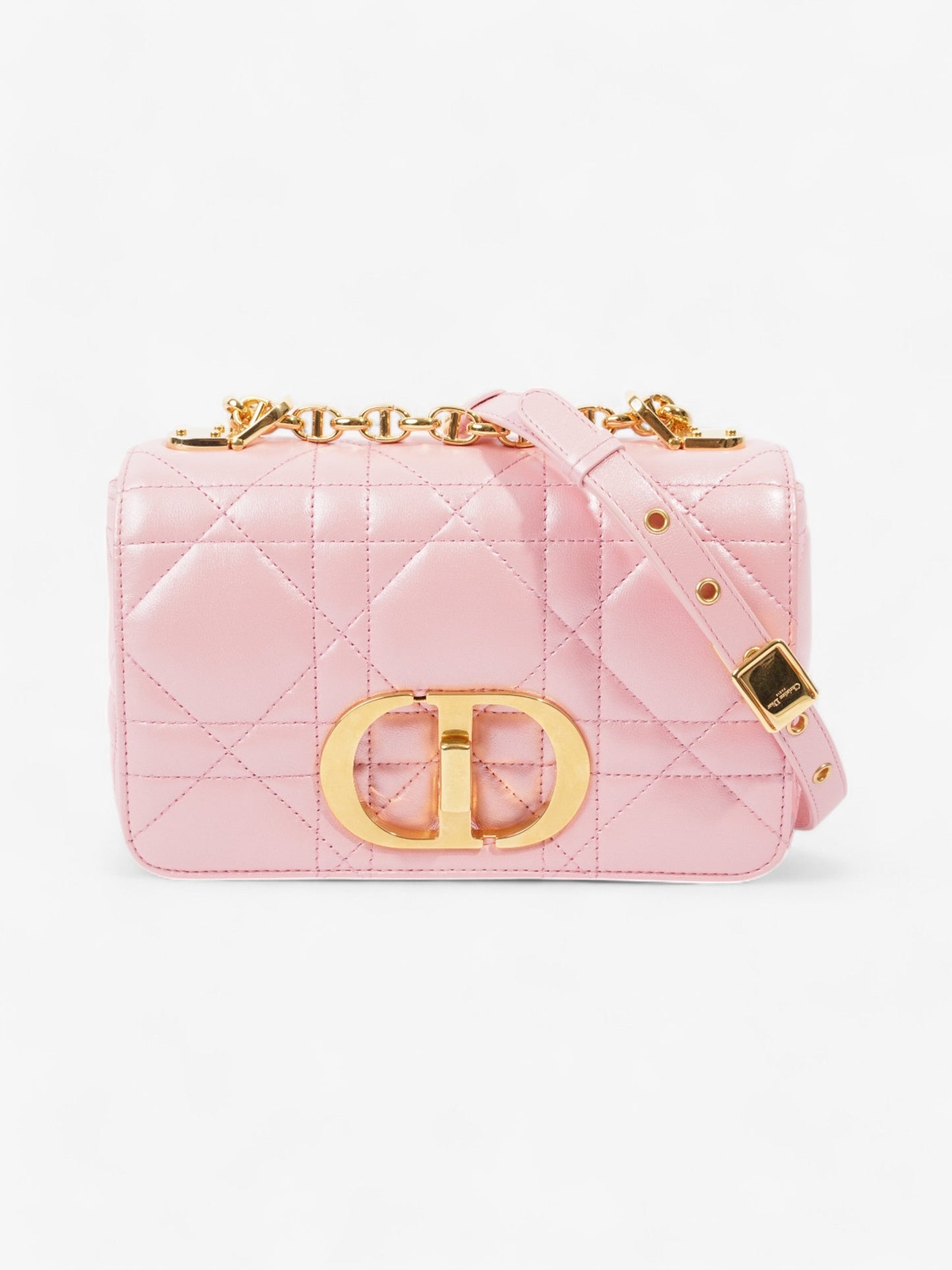 Dior Christian Caro Crossbody Bag Leather Lambskin Pink