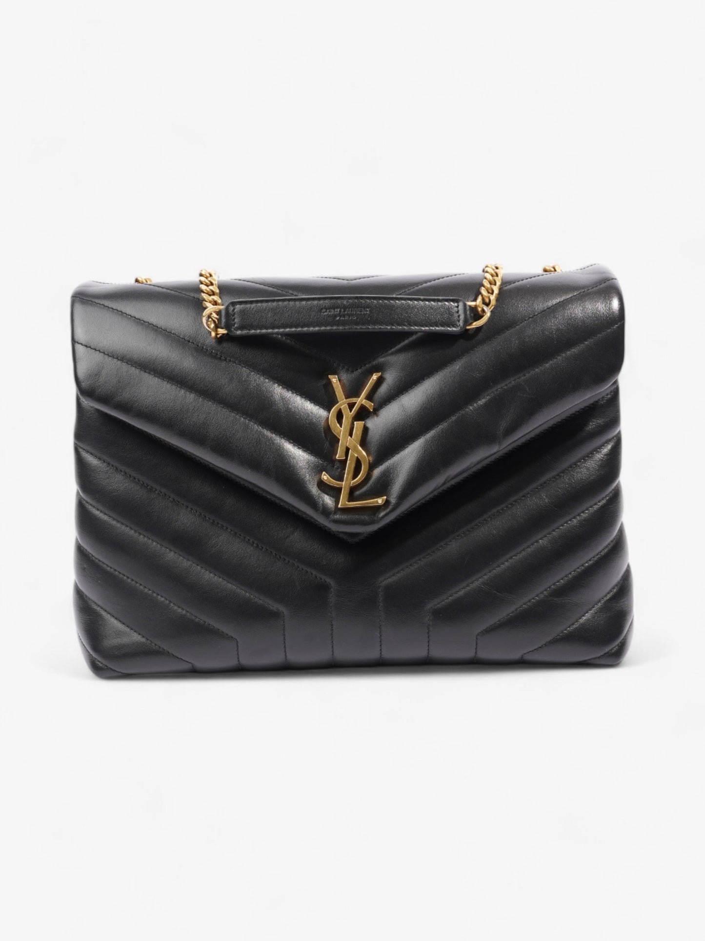 YSL Saint Laurent Lou Lou Calfskin Shoulder Bag Leather Black Medium Calfskin Leather Medium
