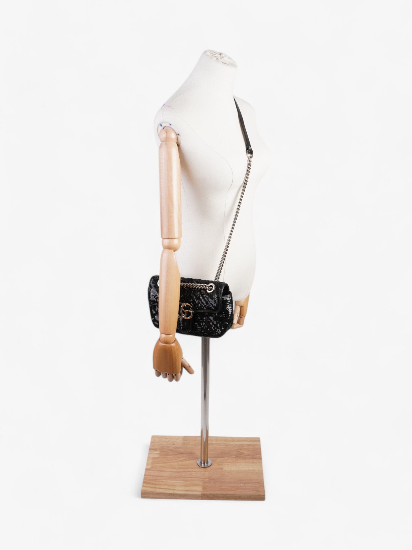 Gucci Marmont Sequin Crossbody Bag Black Mini