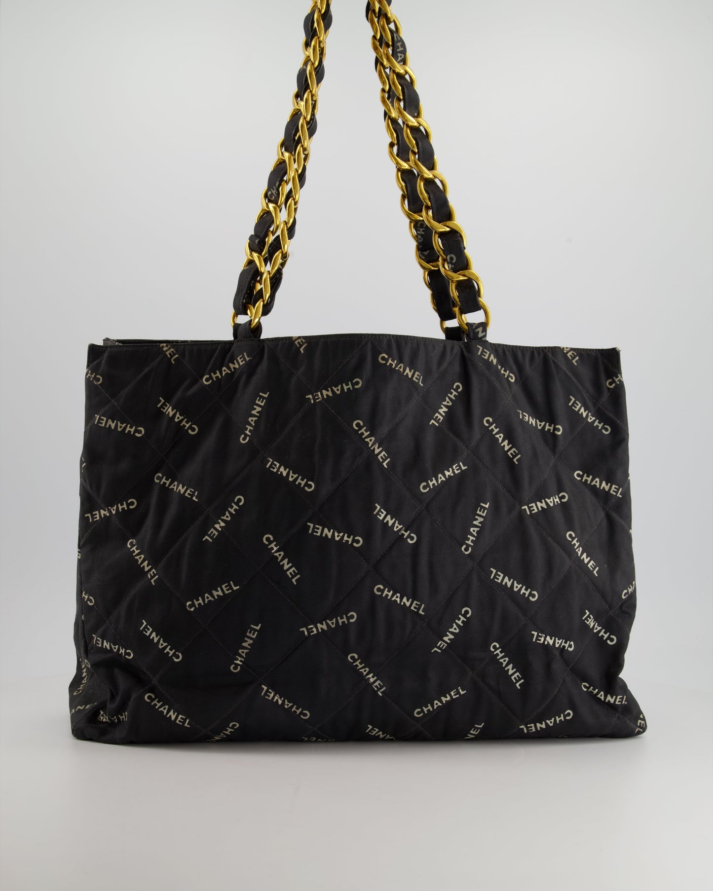 Chanel *RARE* Black in Quilted Canvas Logo Print with Gold Hardware Accessory