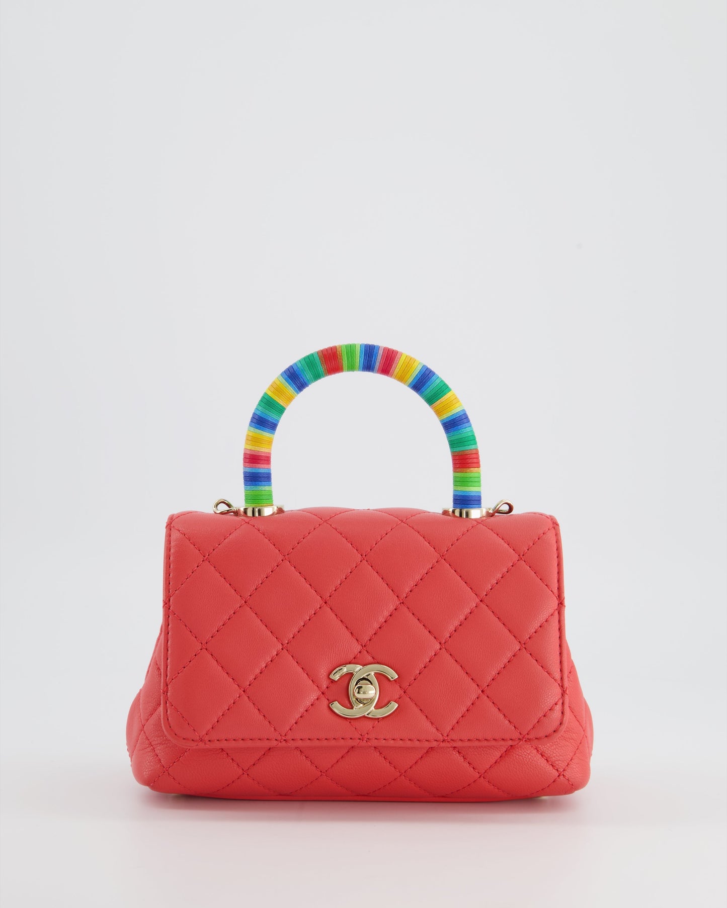 Chanel *RARE* Pink Extra Mini Coco Multi-Colour Handle in Lambskin with Champagne Gold Hardware Accessory