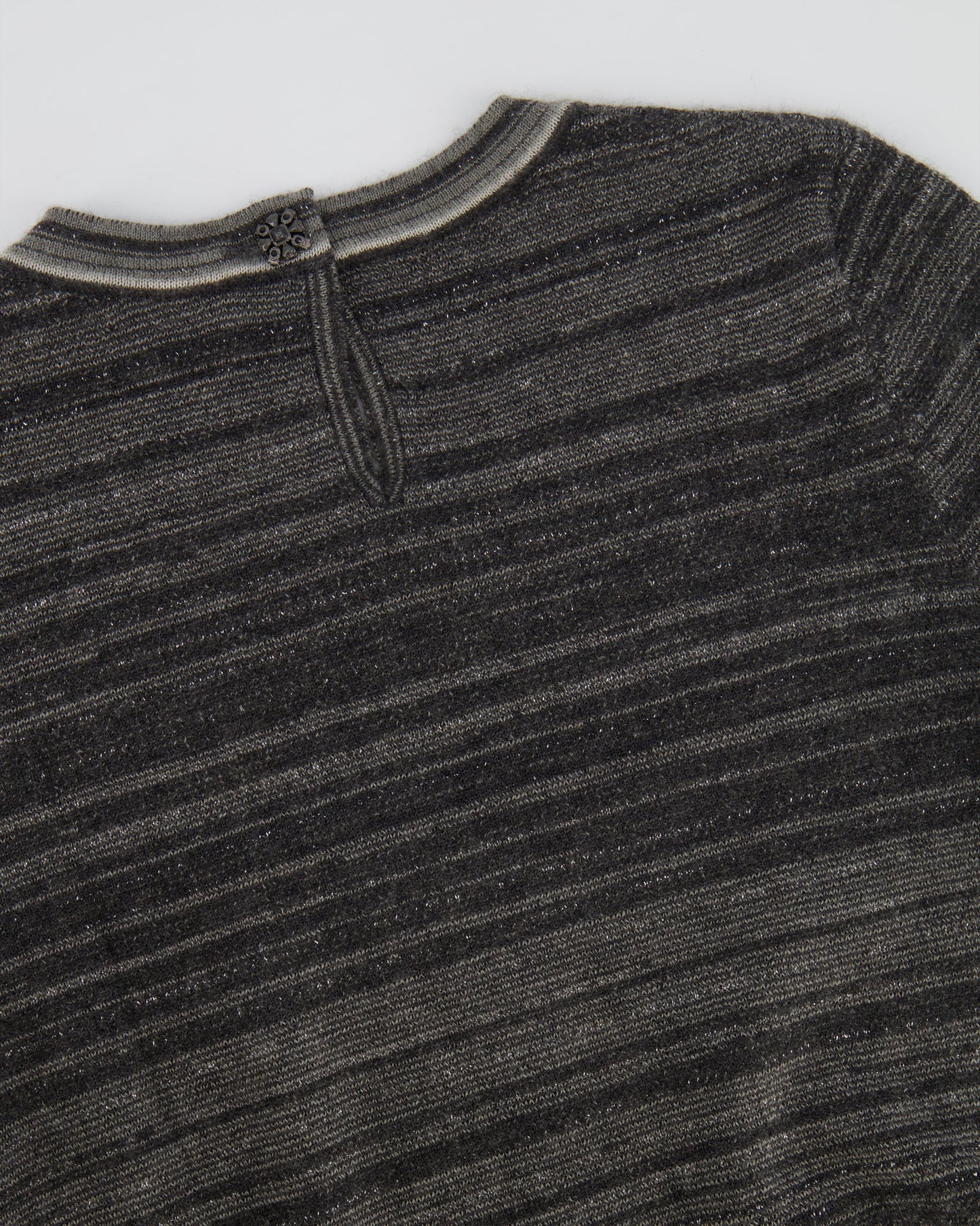 Chanel Grey Striped Cashmere Metallic Thread Long-Sleeve Top Size FR 38 (UK 10) Accessory