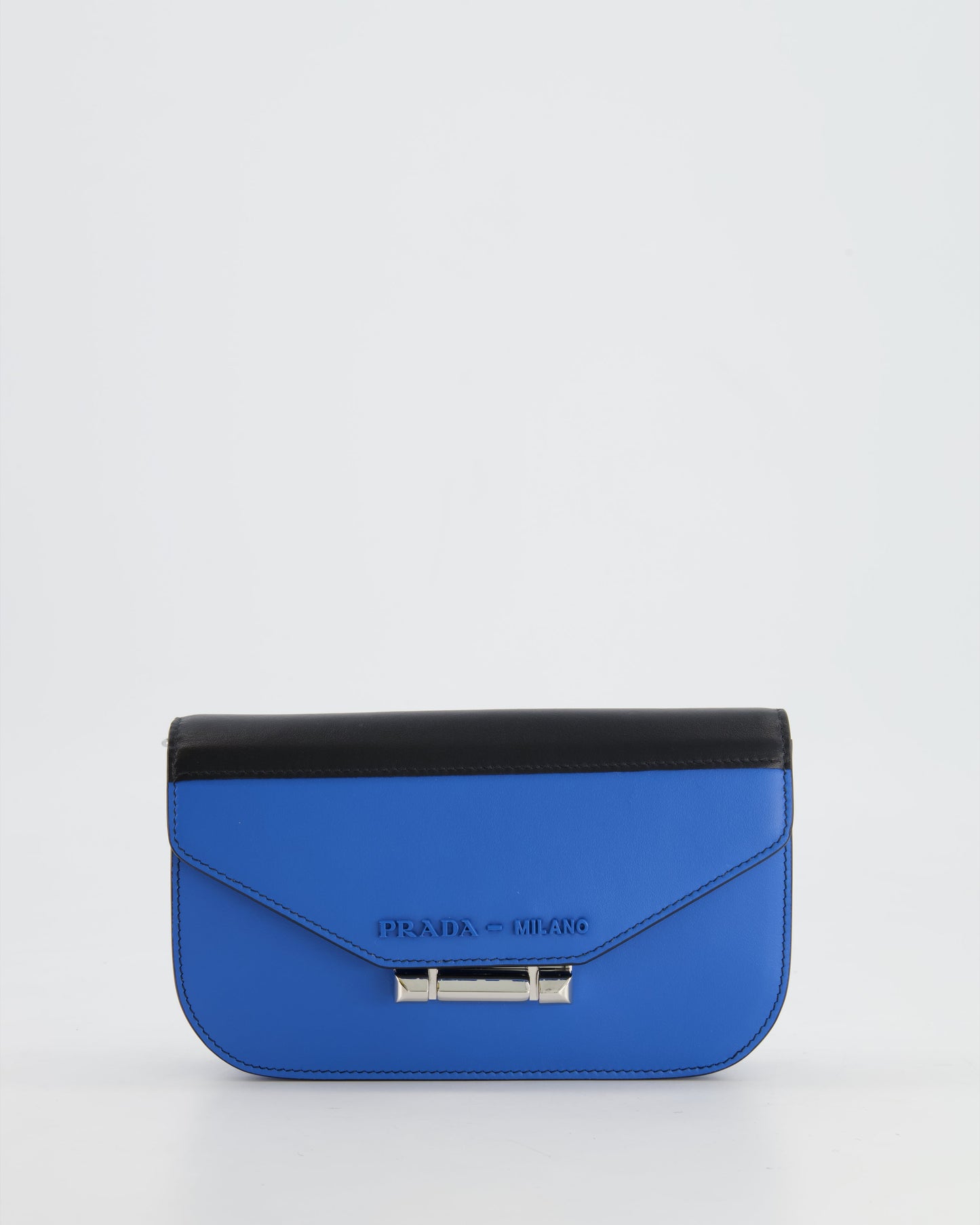 Prada And Bag With Hardware Leather Black Blue Travel Bag