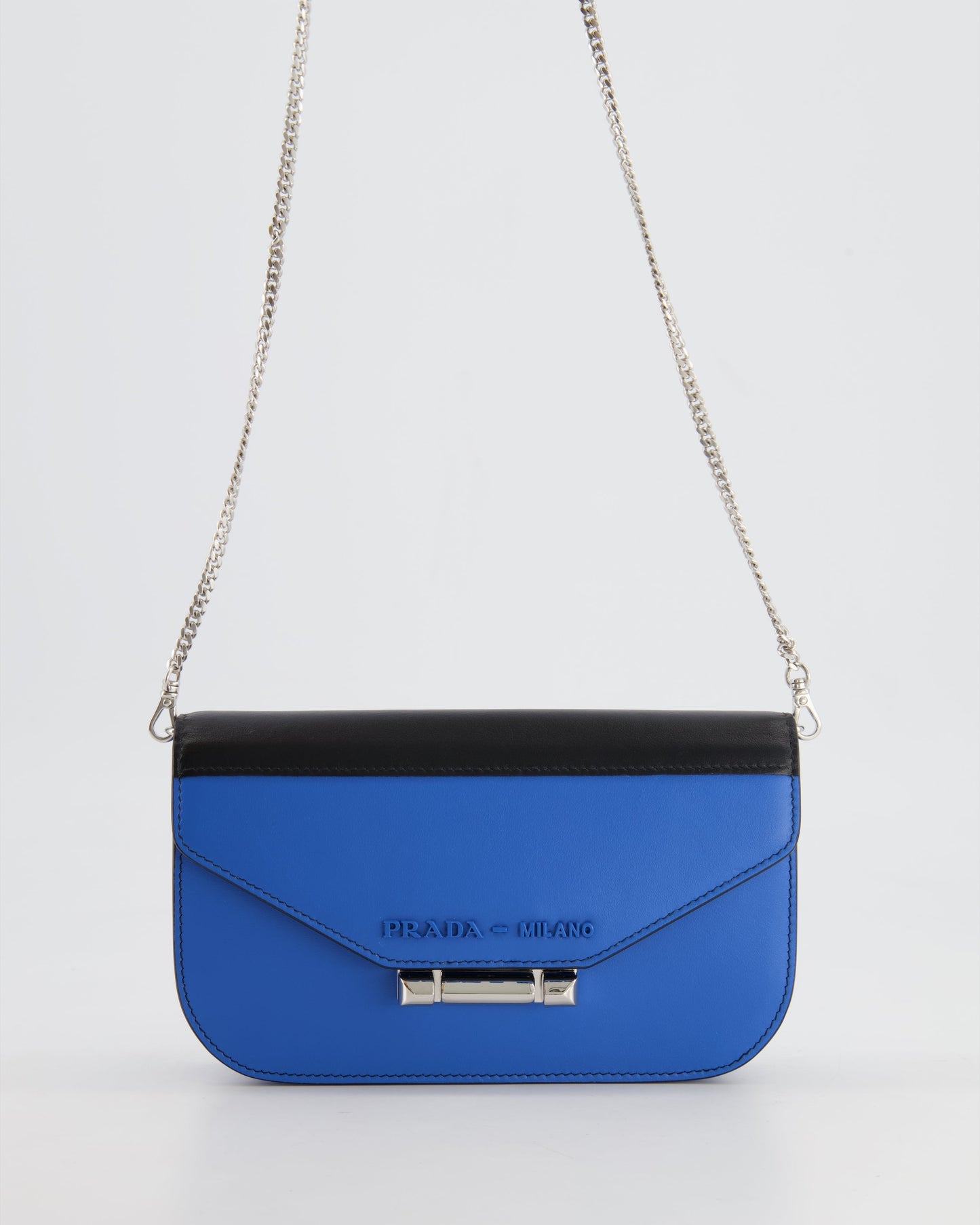 Prada And Bag With Hardware Leather Black Blue Travel Bag