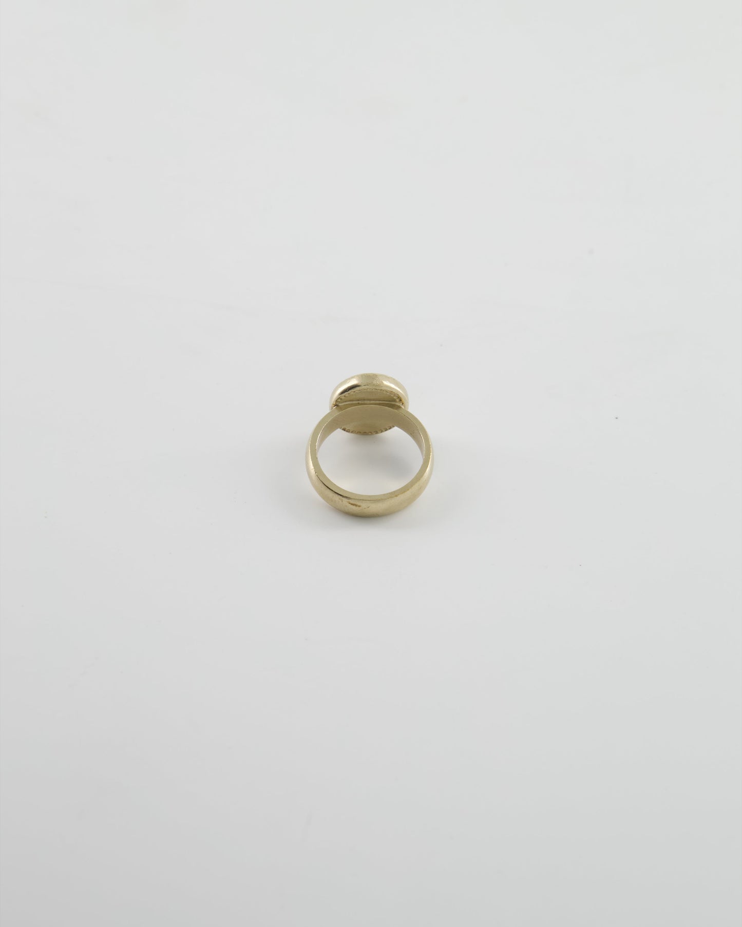 Chanel Antique Champagne Gold Round Ring with Crystal CC Logo