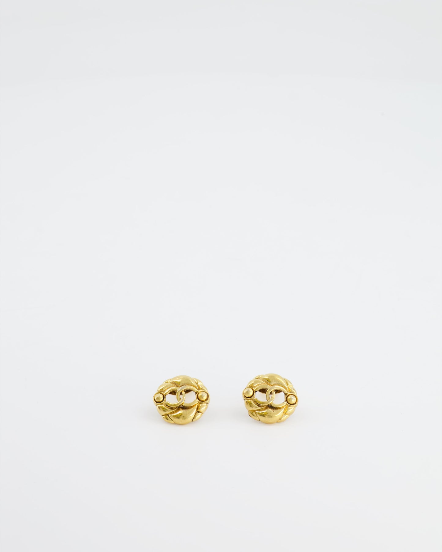 Chanel Yellow Gold Cut-Out Small Round Clip-On Earrings with CC Logo Jewelry