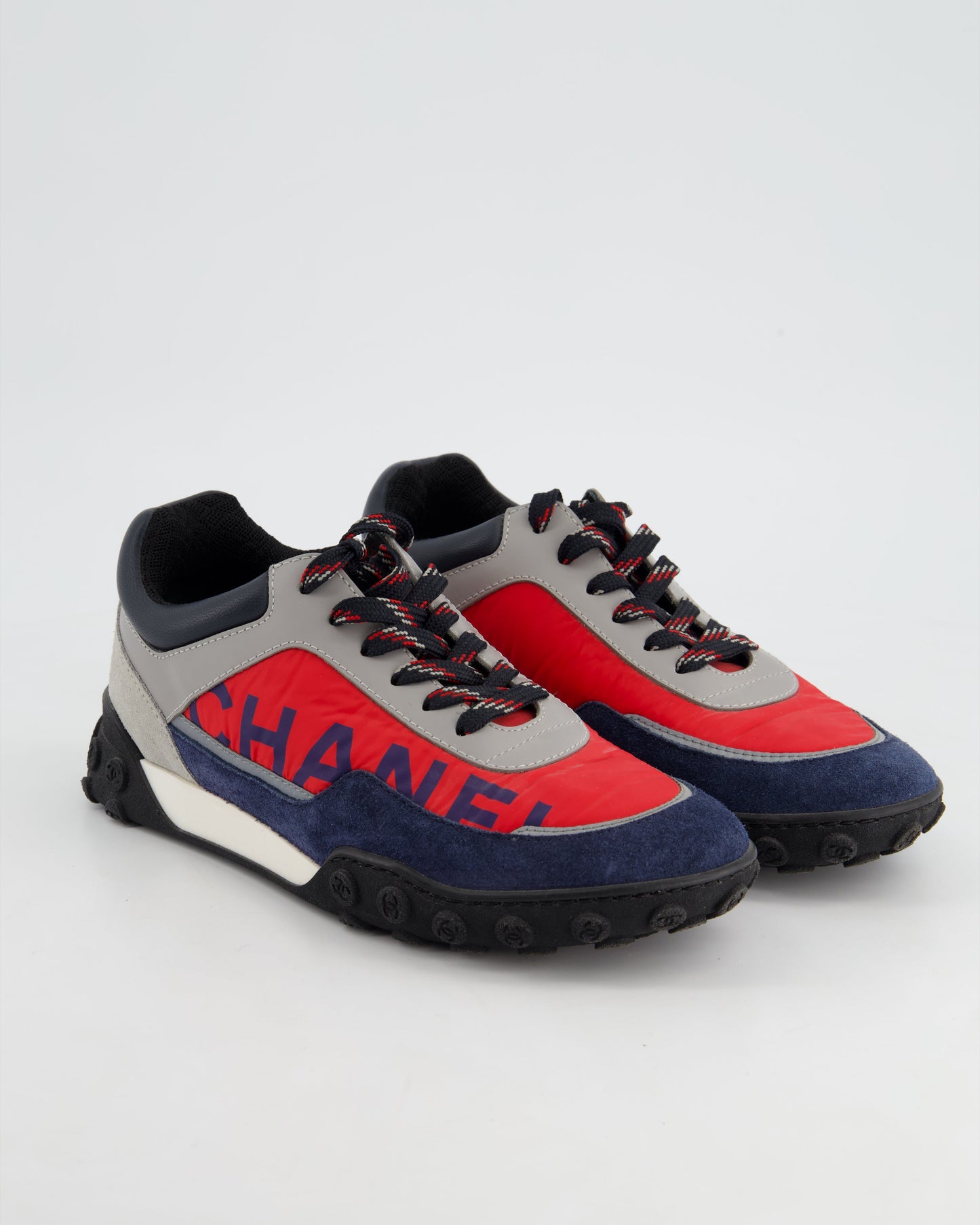 Chanel Red and Blue Nylon Trainers Size EU 36 Accessory