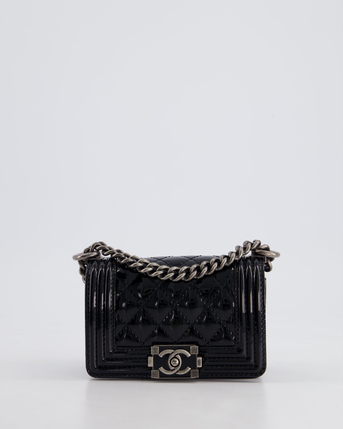 Chanel Black Patent Mini Boy with Ruthenium Hardware Accessory