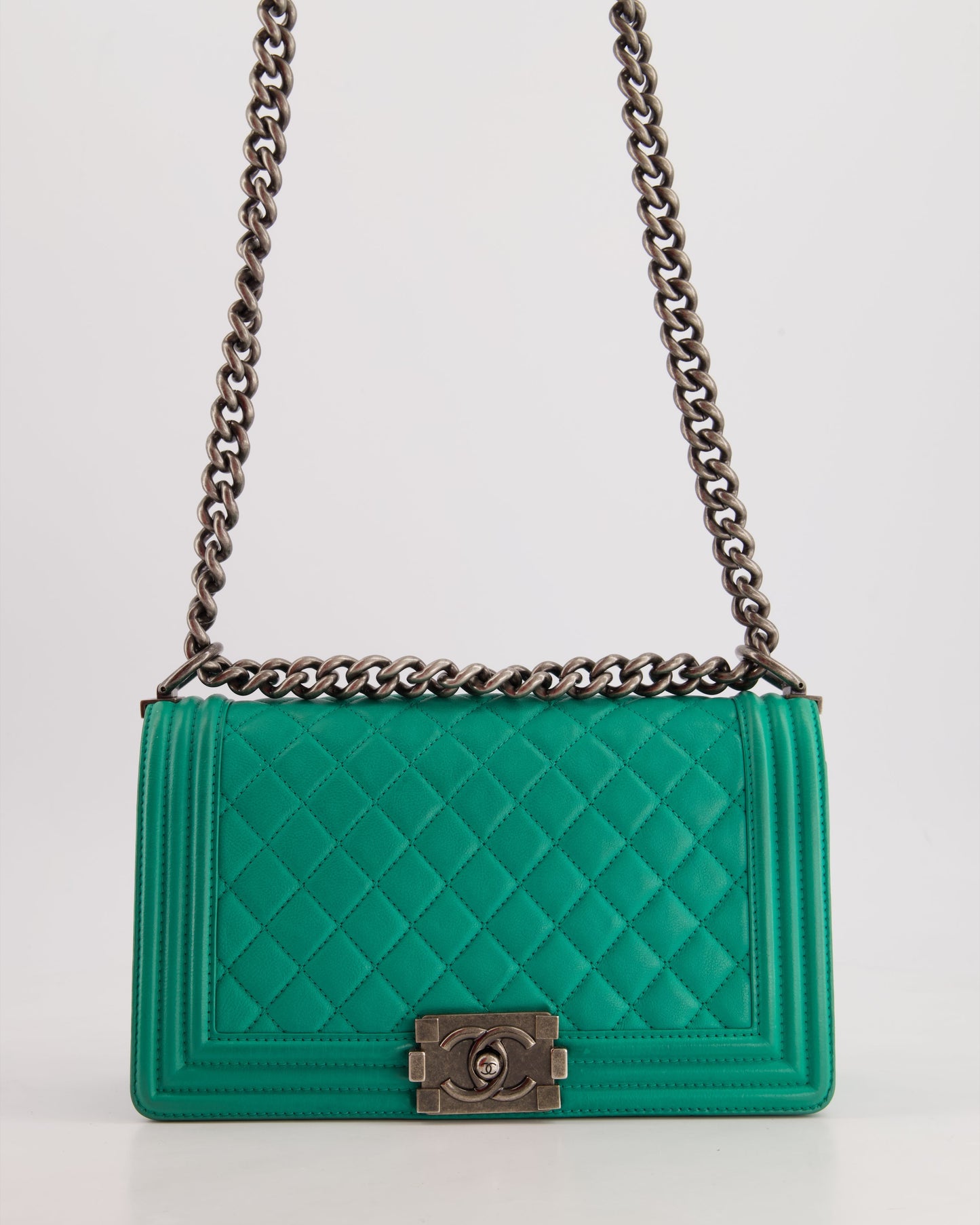 Chanel *HOT* Mint Green Medium Boy in Calfskin Leather with Ruthenium Hardware Accessory