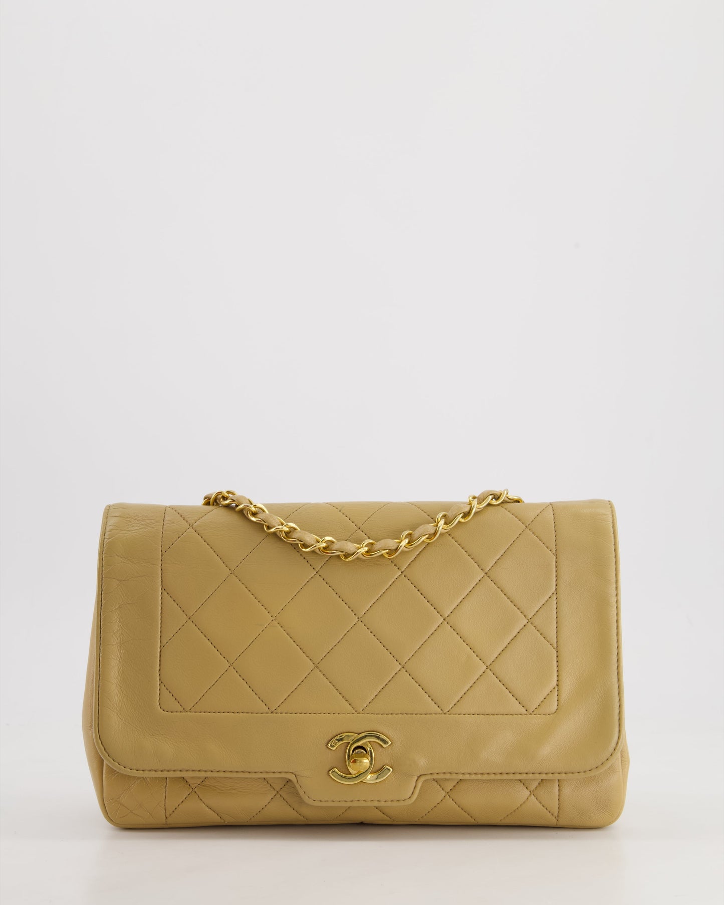 Chanel Beige Diana Flap Bag in Lambskin Leather with Gold Hardware