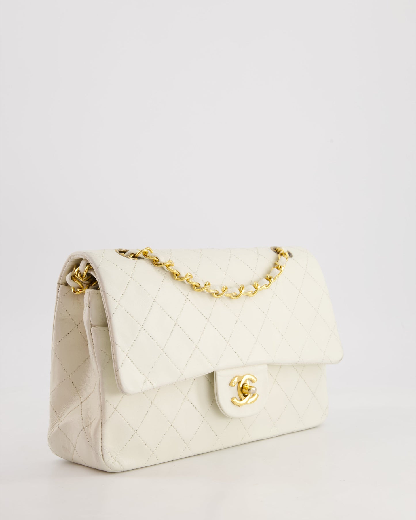 Chanel *FIRE * White Medium Classic Double Flap Bag in Lambskin Leather with Gold Hardware