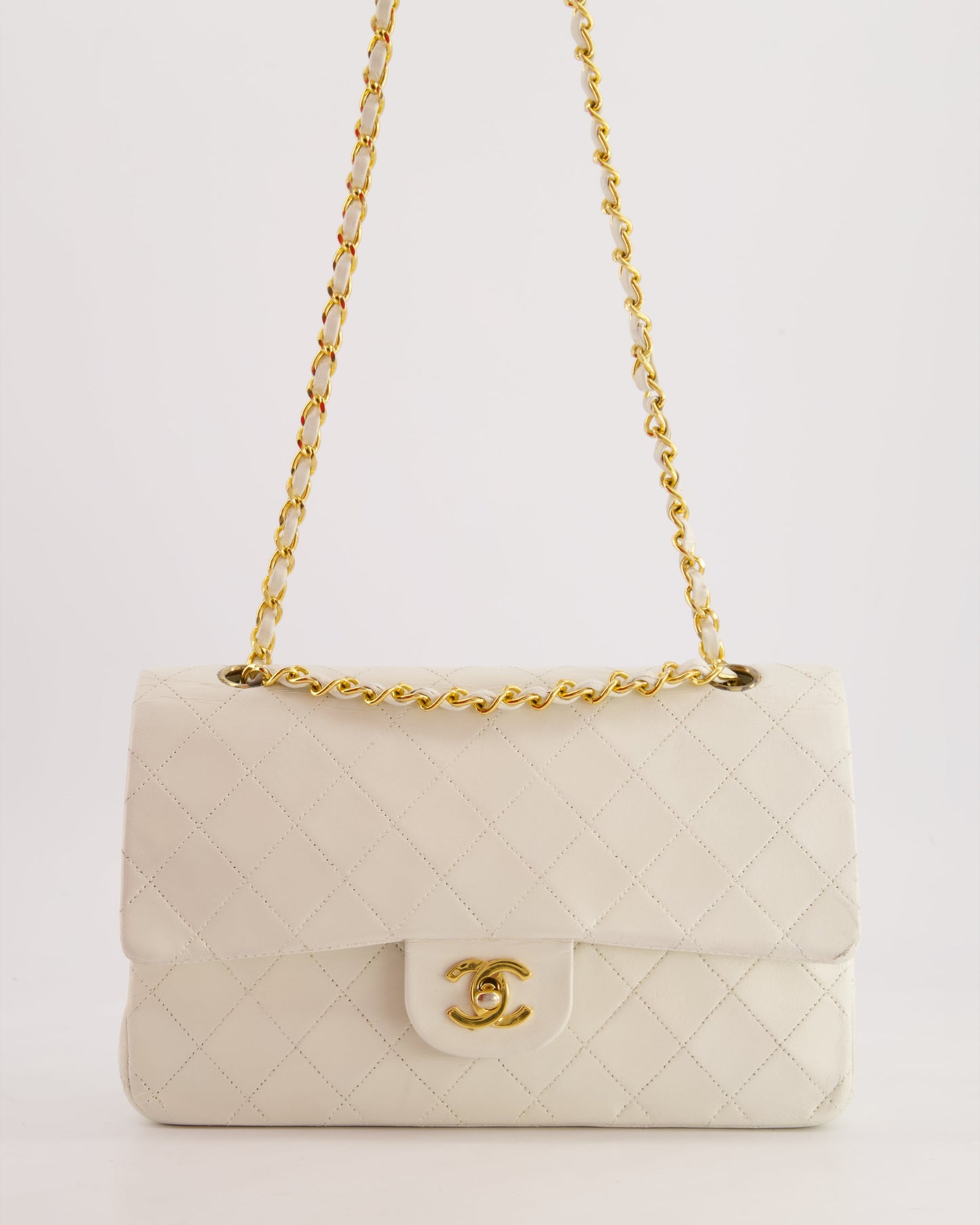 Chanel *FIRE * White Medium Classic Double Flap Bag in Lambskin Leather with Gold Hardware
