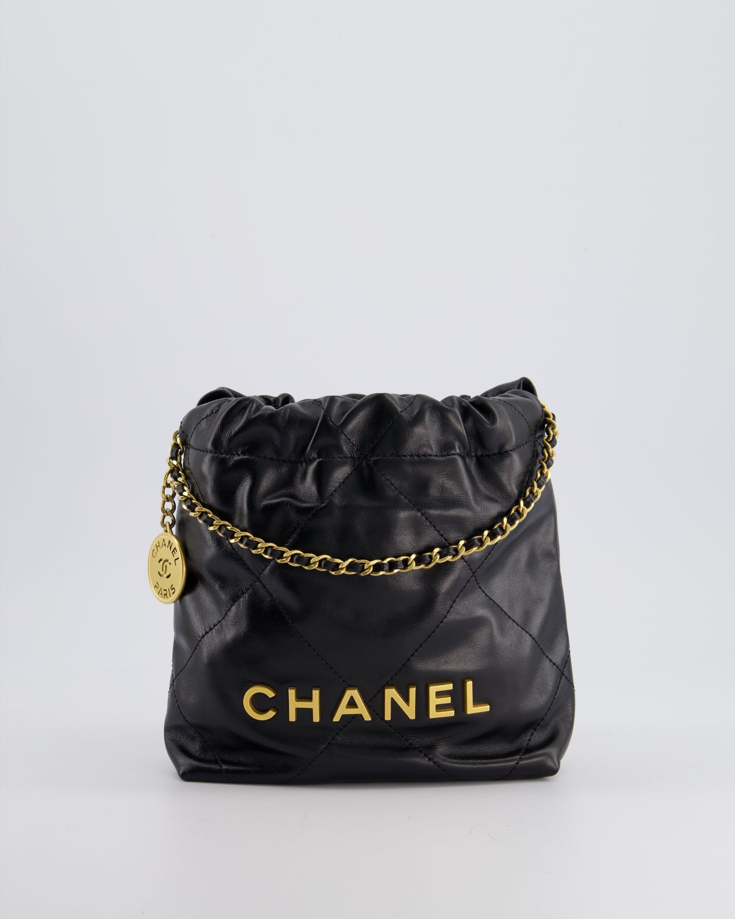 Chanel *RARE* Mini 22 in Black Shiny Calfskin with Gold Hardware Accessory