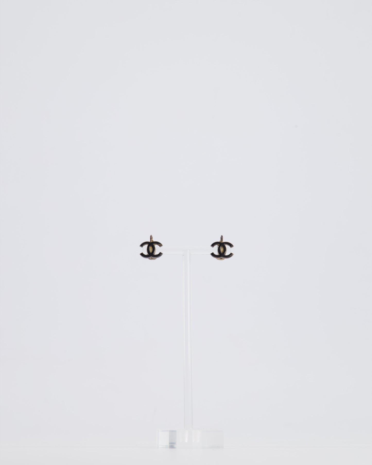 Chanel *HOT* Ruthenium and Black Enamel CC Logo Earrings Jewelry