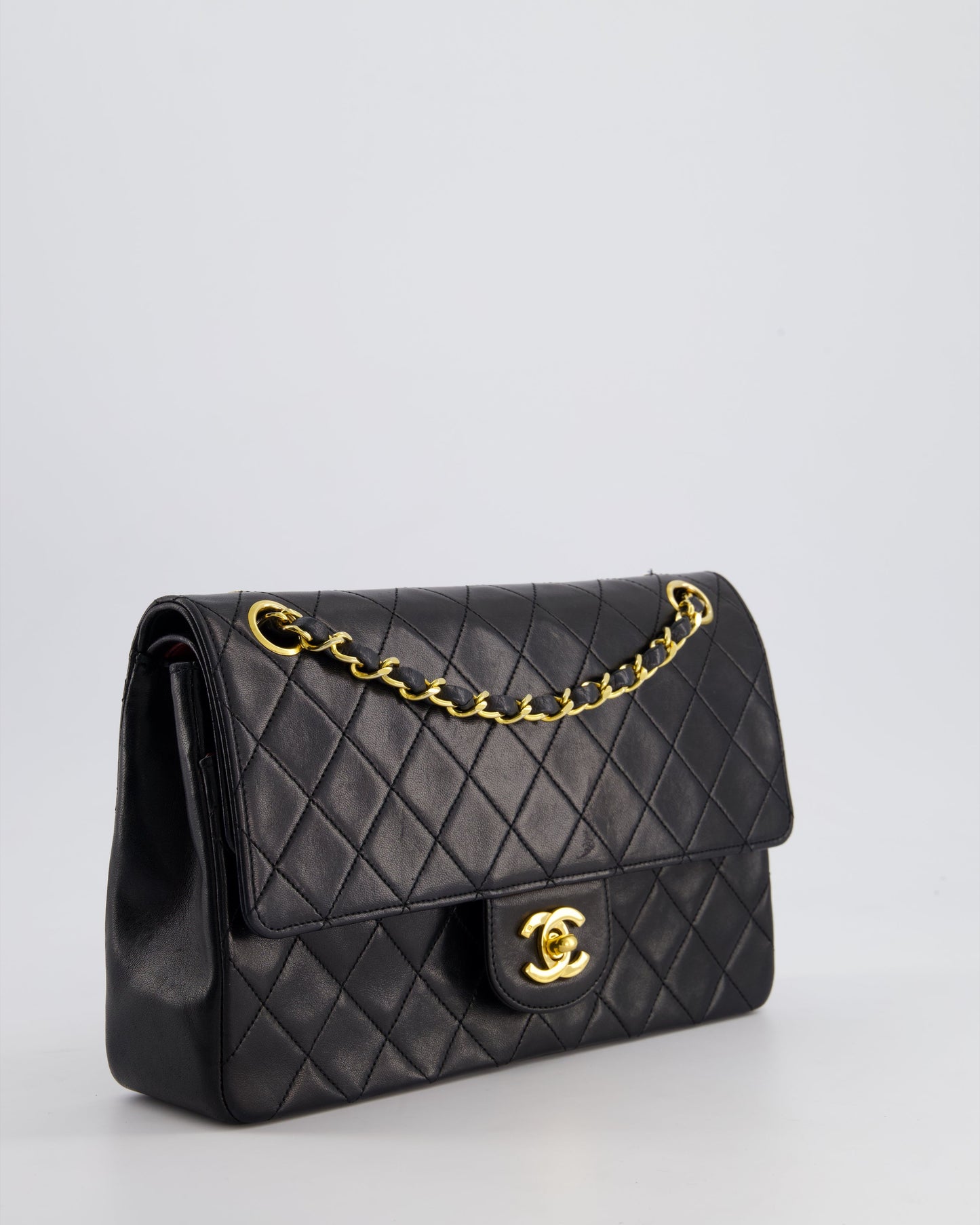 Chanel Black Medium Classic Double Flap Bag in Lambskin Leather with Gold Hardware