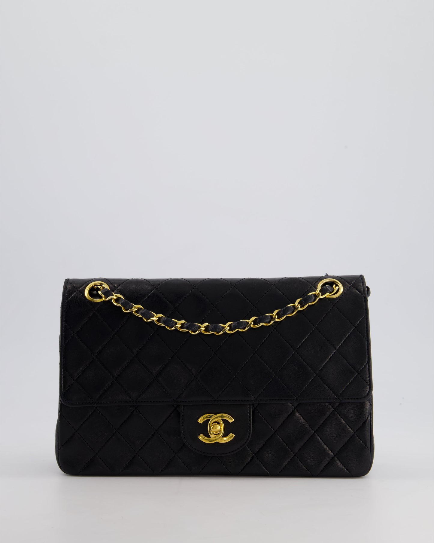 Chanel Black Medium Classic Double Flap Bag in Lambskin Leather with Gold Hardware