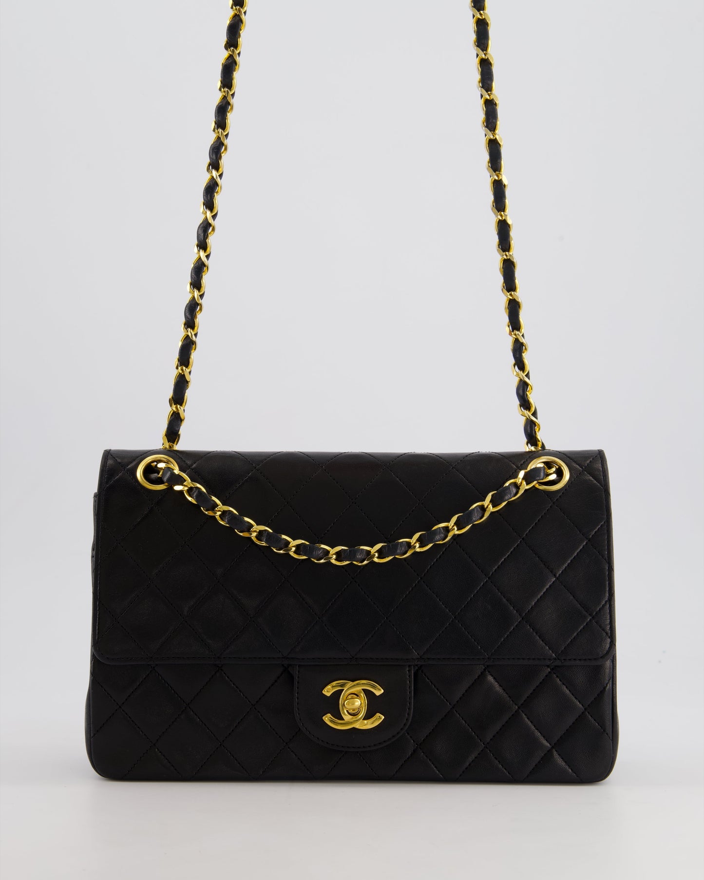 Chanel Black Medium Classic Double Flap Bag in Lambskin Leather with Gold Hardware