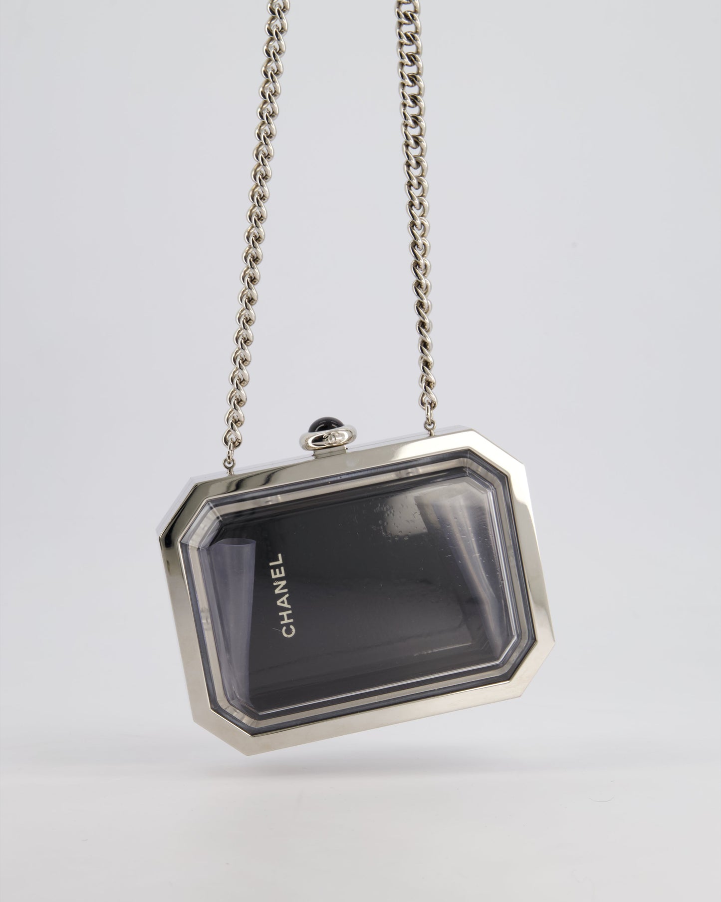 Chanel *Limited Edition* Silver, Black Minaudiere Plexiglass Clutch Bag