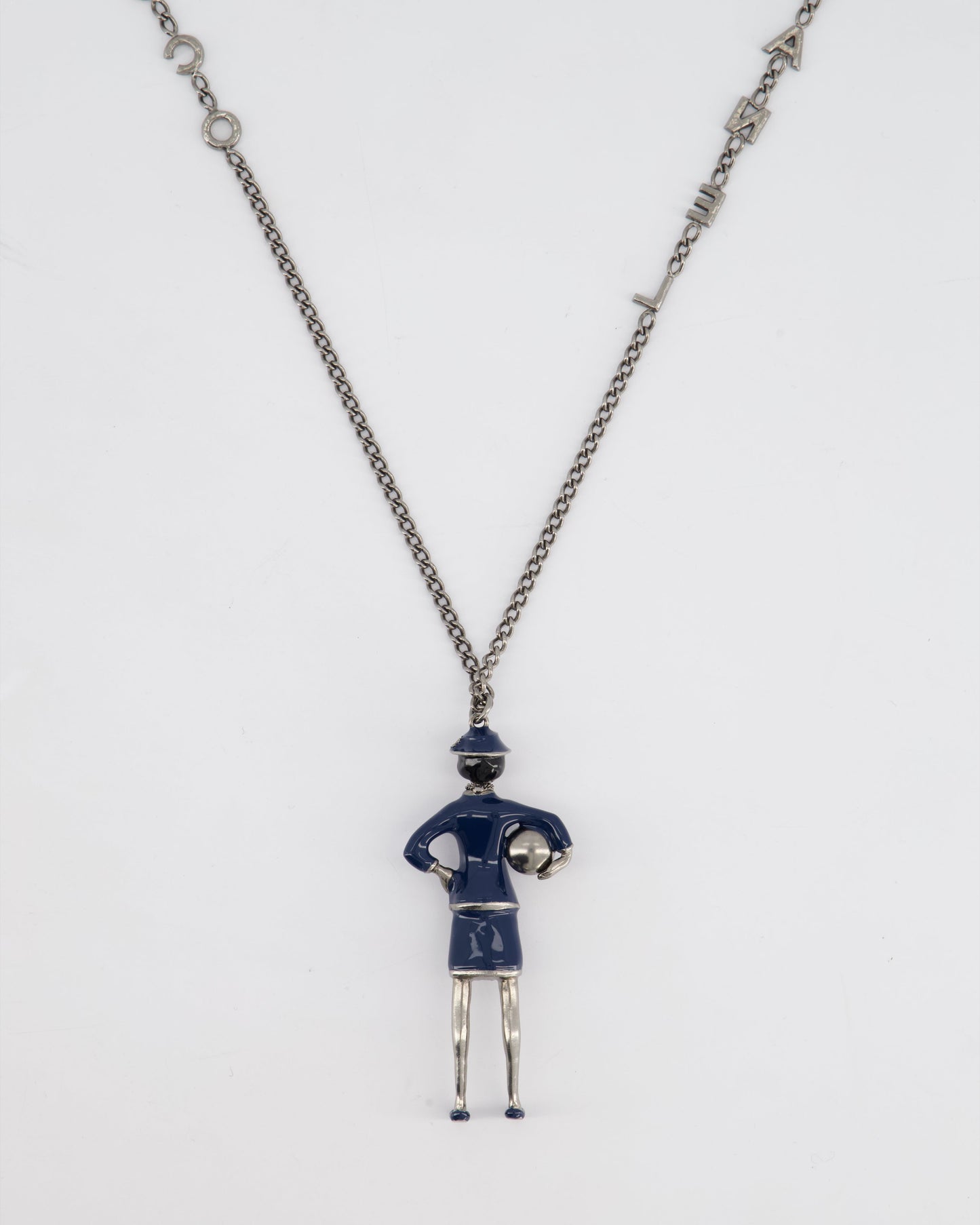 Chanel *HOT* Grey Mademoiselle Doll Charm Necklace with COCO & Chain Details
