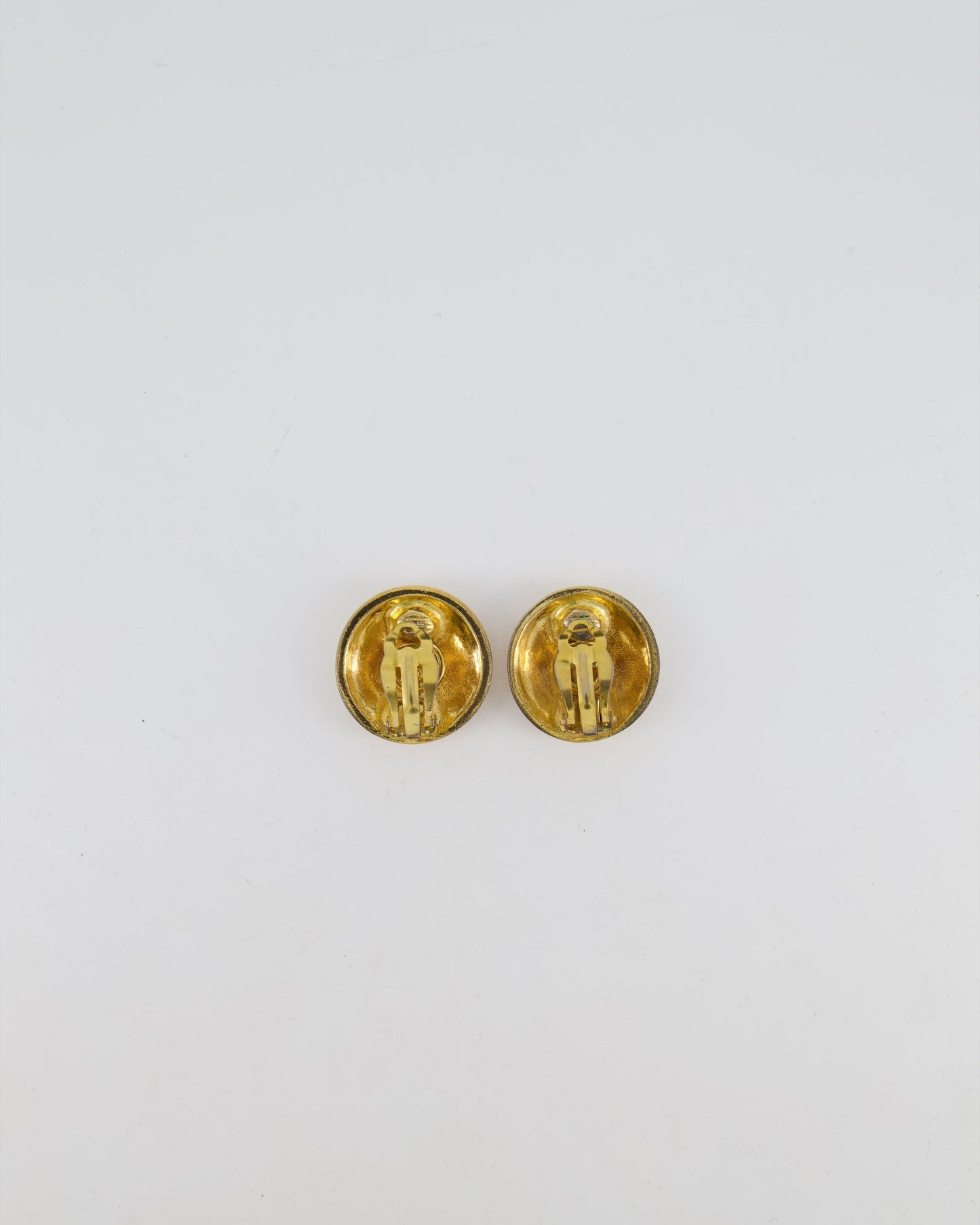 Chanel Gold Round Clip-On Earrings with CC Logos Jewelry