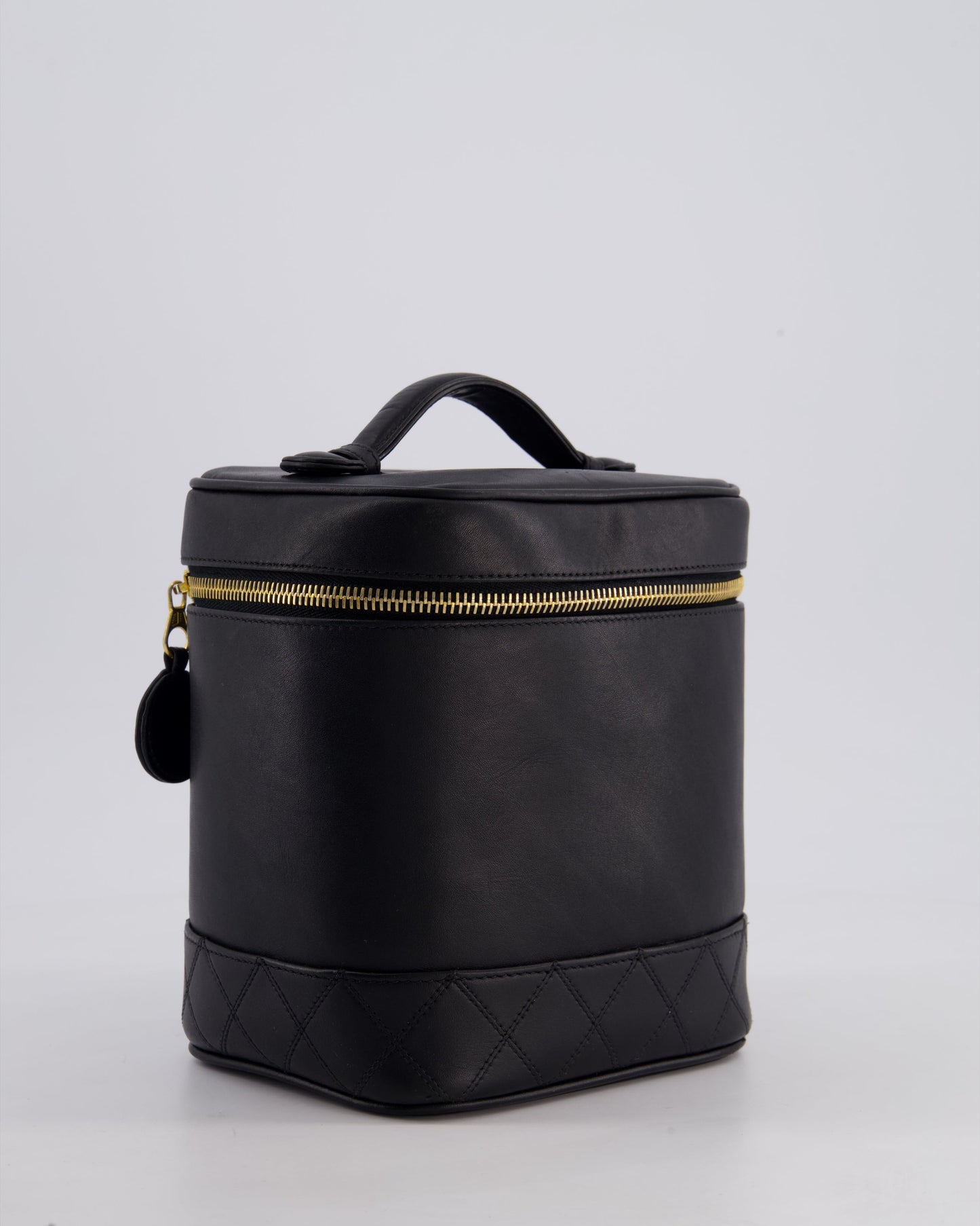 Chanel Black Leather Vanity Case with Gold Hardware