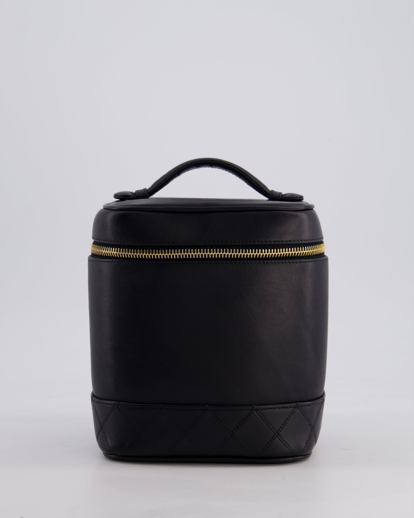 Chanel Black Leather Vanity Case with Gold Hardware