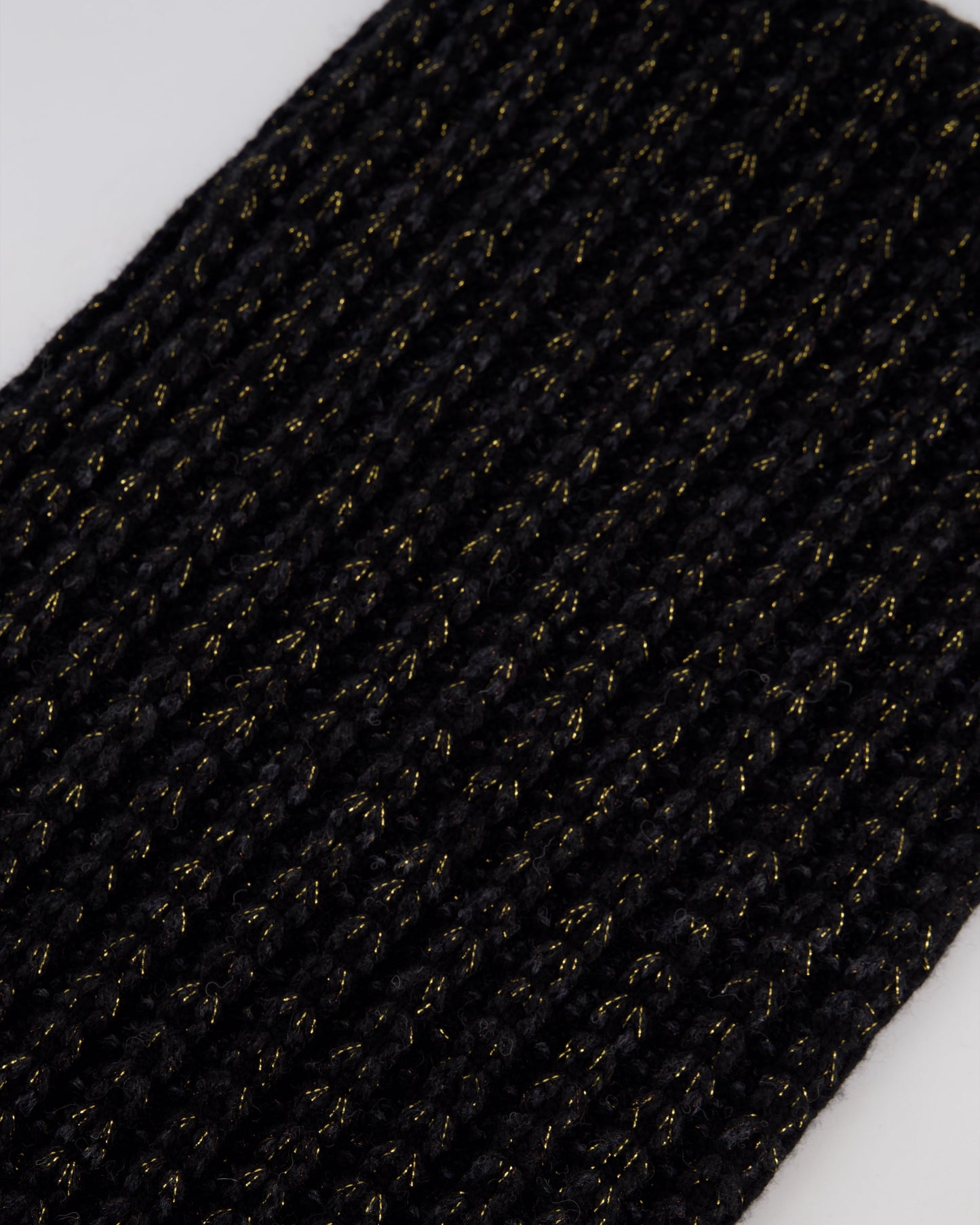 Chanel Black Grey and Gold Metallic Knitted Cashmere Blend Scarf with White CC Logo Button One Size