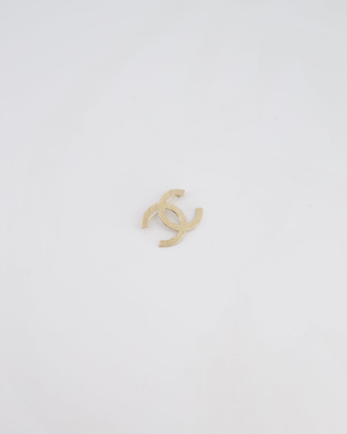 Chanel Champagne Gold CC Textured Brooch