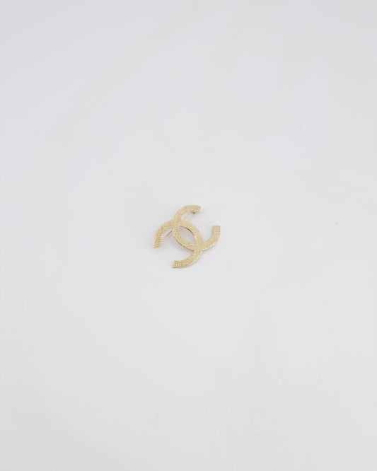 Chanel Champagne Gold CC Textured Brooch