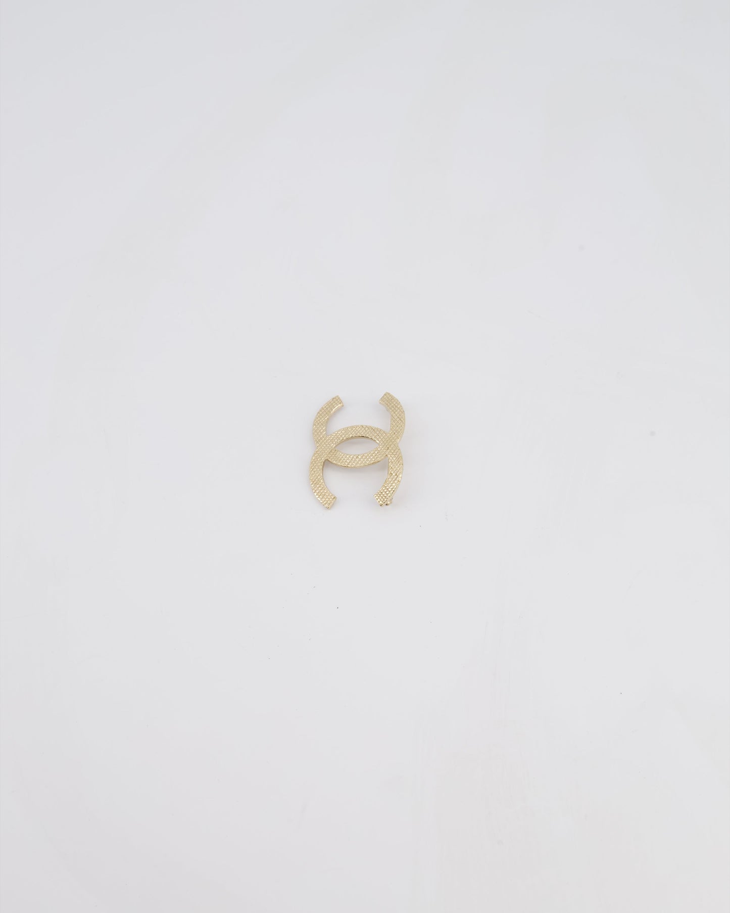 Chanel Champagne Gold CC Textured Brooch