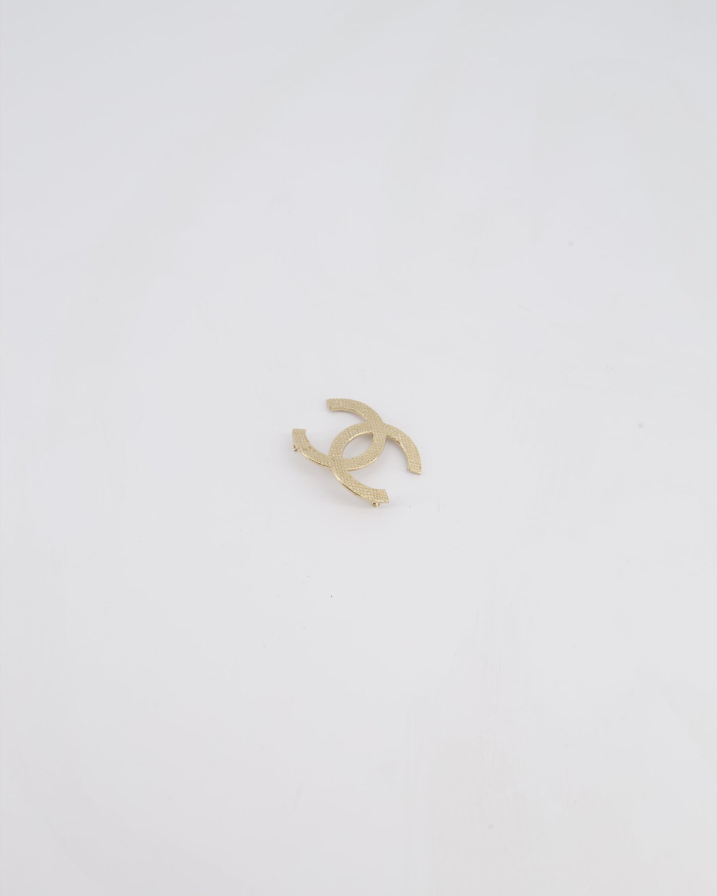 Chanel Champagne Gold CC Textured Brooch