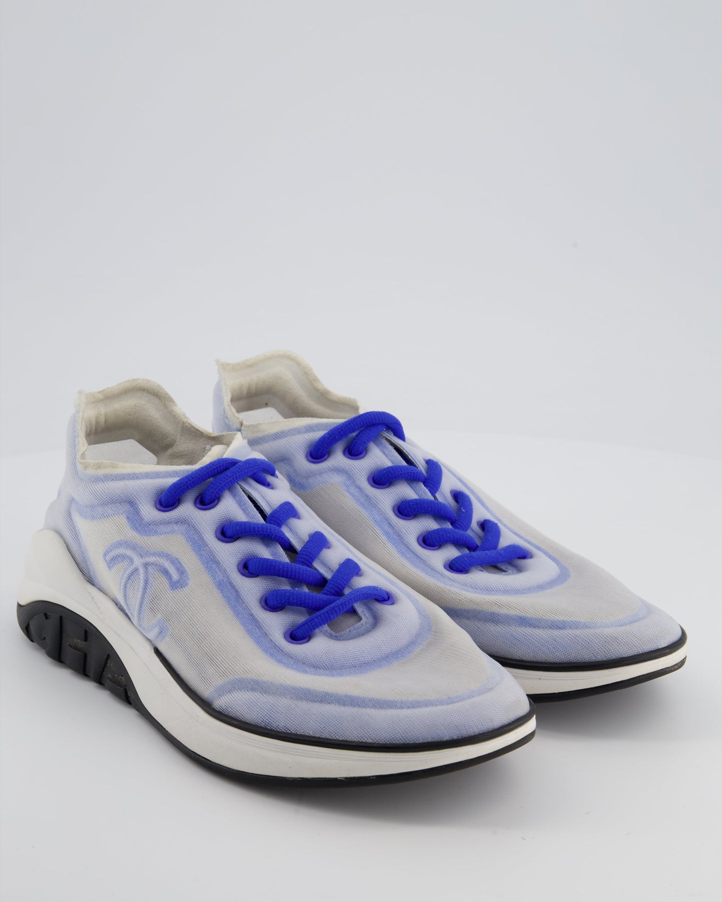 Chanel Blue and White Mesh CC Trainers Size EU 39.5 Accessory