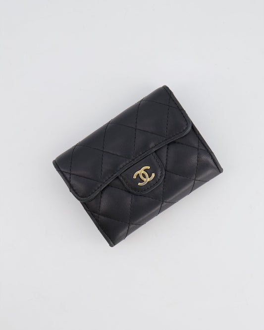 Chanel Black Coin Holder in Lambskin Leather with Champagne Gold CC Logo Accessory