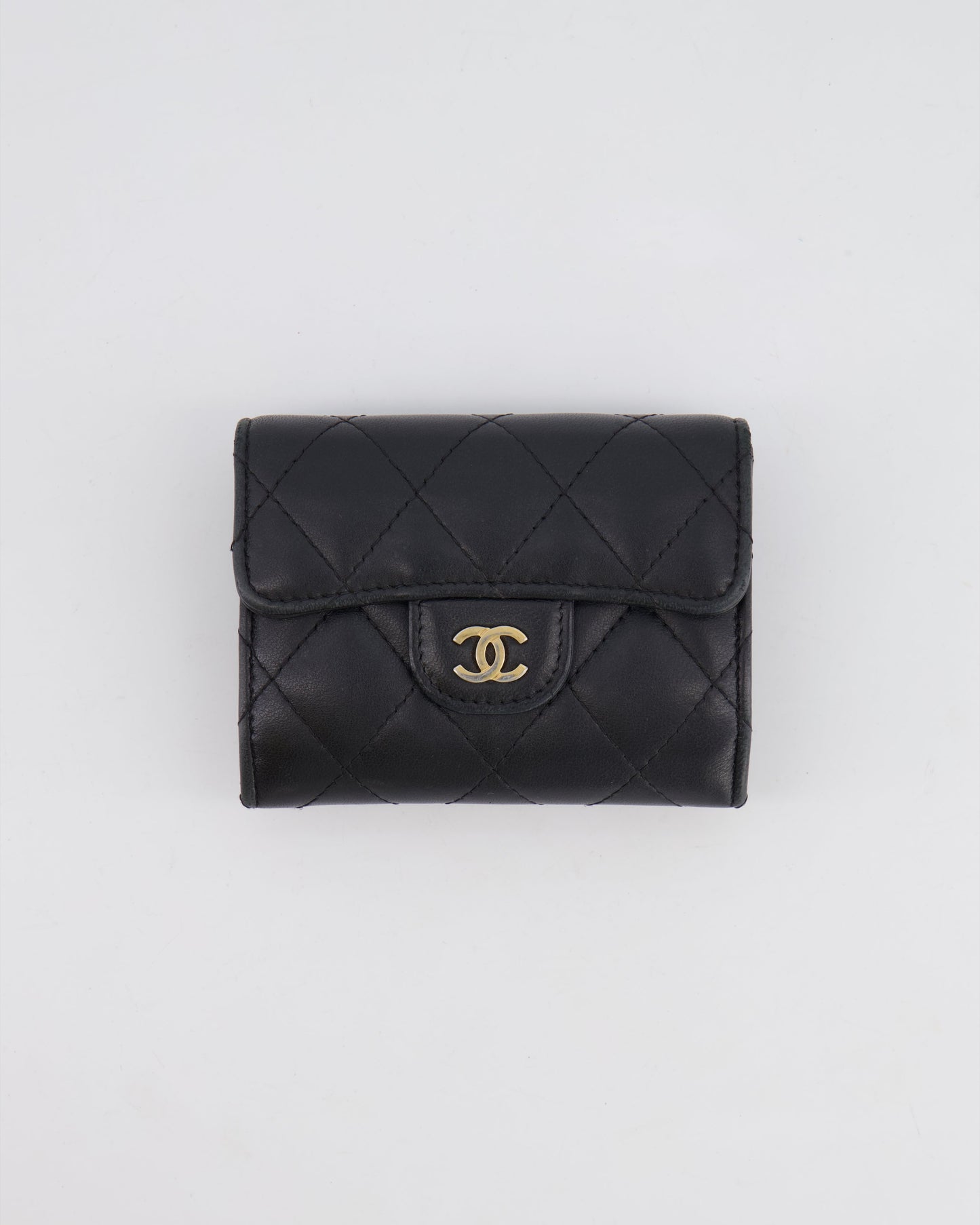 Chanel Black Coin Holder in Lambskin Leather with Champagne Gold CC Logo Accessory