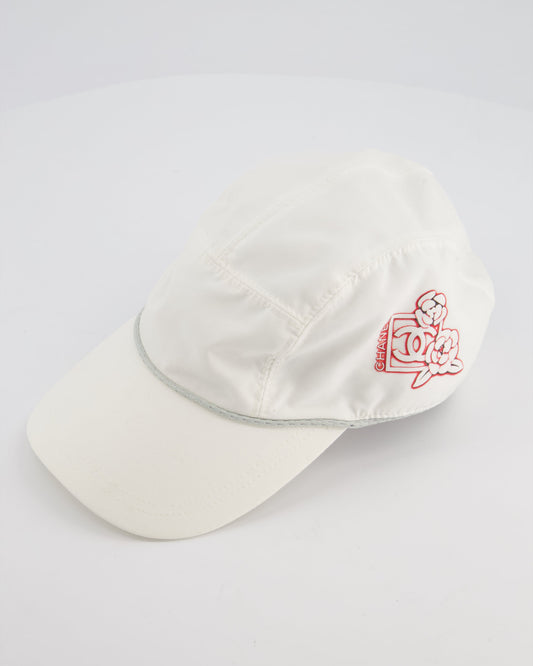 Chanel White Nylon CC Camélia Sports Cap Size M